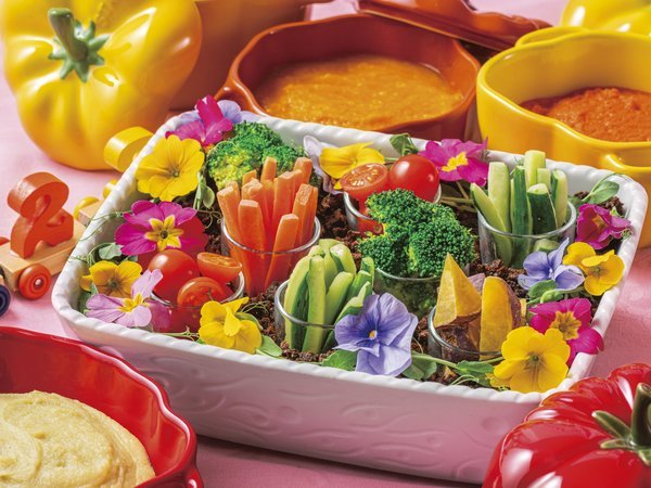 【ディナービュッフェ】キッズメニュー例　房総野菜のスティック花畑
